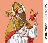 Saint Augustine Doctor Bishop of Hippo Colored Vector Illustration