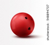 Red Bowling Ball Isolated On...