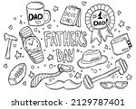 doodle father's day icons set.... | Shutterstock .eps vector #2129787401