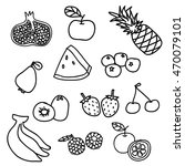 set of fruit doodle background | Shutterstock .eps vector #470079101