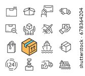 black line delivery icons set.... | Shutterstock . vector #678364204