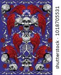 gothic textures with skull ... | Shutterstock .eps vector #1018705531
