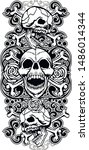 vintage skull and bones tattoo... | Shutterstock .eps vector #1486014344