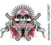 gothic coat of arms with skull  ... | Shutterstock .eps vector #411867997