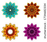 set of four color ethnic round... | Shutterstock .eps vector #1734682334