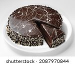 Small photo of Devils cake chocolate slice, devils cake recipe, devils cake cookies, isolated background
