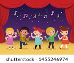 group of kids dancing and... | Shutterstock .eps vector #1455246974