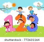 cartoon kids with 123 numbers | Shutterstock .eps vector #772631164