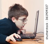 Young Boy Addicted To Computer