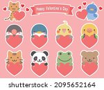 clip art set of animal with... | Shutterstock .eps vector #2095652164