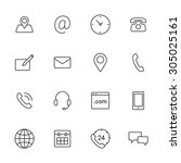 contact us line icons for web... | Shutterstock .eps vector #305025161