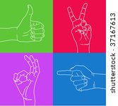 color set of hand gestures. | Shutterstock .eps vector #37167613