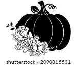 pumpkin with roses  pumpkin... | Shutterstock .eps vector #2090815531