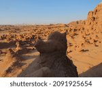 Small photo of Goblin Valley Rock Formations. Goblin Valley is covered with sandstone goblins and formations and is often compared to Mars.