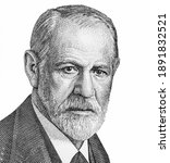 Small photo of Sigmund Freud Portrait from Australia Banknotes. Austrian neurologist who founded the discipline of psychoanalysis. Sigmund Freud (1856-1939)