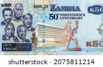 Small photo of Former Presidents, 1. Dr. Kenneth David Kaunda, 2. Dr. Frederick Jacob Titus Chiluba, 3. Mr. Levy Patrick Mwanawasa, 4. Mr. Rupiah Bwezani Banda, and 5. Mr. Michael Chilufya Sata, Zambia 2014 Banknote