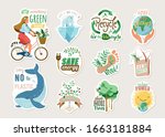 ecology and recycle sticker set ... | Shutterstock .eps vector #1663181884