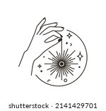 woman hand logo with star  moon ... | Shutterstock .eps vector #2141429701