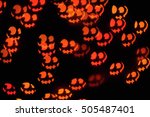 funny scary faces in the dark ... | Shutterstock . vector #505487401