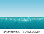 plastic pollution trash on sea... | Shutterstock .eps vector #1296670684