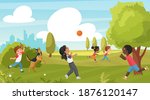 kids play in summer park vector ... | Shutterstock .eps vector #1876120147