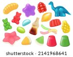 gummy jelly candy set vector...