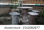 Small photo of Pillars or pot stands, usually used for bonsai plants. Generally Pillars sit pots 30cm to 60 cm high. made of cement which is empty inside so it is light and easy to move.