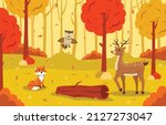 animals in autumn forest... | Shutterstock .eps vector #2127273047