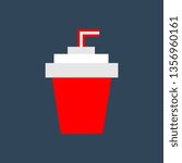 red soda cup flat icon.  vector.