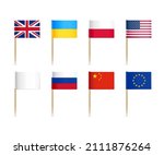 toothpick flags set. ukraine ... | Shutterstock .eps vector #2111876264
