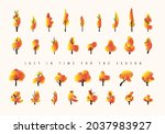 autumn collection of trees in... | Shutterstock .eps vector #2037983927