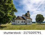 small chapel with beautiful mountain panorama Bavaria 