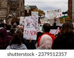 Small photo of Boston, Massachusetts - October 22nd 2023 - Photo of Pro-Palestine Marchers Rally in Back Bay, Boston, Massachusetts, USA