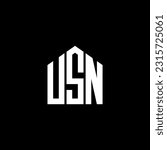 USN letter logo design on BLACK background. USN creative initials letter logo concept. USN letter design.
