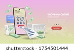shopping online on mobile phone.... | Shutterstock .eps vector #1754501444