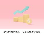 3d money coin stacks and arrow... | Shutterstock .eps vector #2122659401