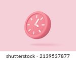 3d Alarm Clock On Pastel Pink...