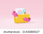 3d file transfer of document in ... | Shutterstock .eps vector #2143080027