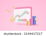 3d online trading with charts ... | Shutterstock .eps vector #2144417217