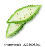 top view bitter gourd isolated on white background
