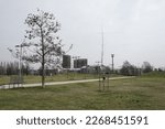 Small photo of view of a glimpse of a public park on the outskirts of Millan