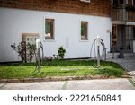 Small photo of Selective blur on an electric car charging station used to fill with electricity electrical vehicles, mainly cars, in Ljubljana, slovenia, abiding by European electricity standards.
