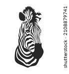 Zebra Head On White Background