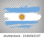Flag Argentina brush stroke background.  Flag of  Argentine Republic on tranparent backrgound for your web site design, app, UI.  Stock vector. EPS10.