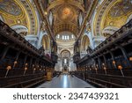 Small photo of London, England, UK - July 25, 2022. St Paul's Cathedral interior view of the church choir and dome, domed ceilings. St Pauls Cathedral is a major attraction and English landmark with a royal history.