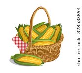 Yellow Corn In Basket  Isolated ...