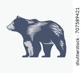 bear with a bear cub in a blue... | Shutterstock .eps vector #707589421