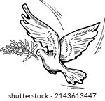 Dove Of Peace Flying With Green ...