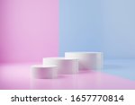 three white cylinders on pink... | Shutterstock . vector #1657770814