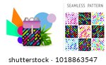 a set of summer seamless... | Shutterstock .eps vector #1018863547